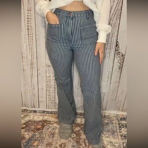 Striped Flare High Rise Jeans
